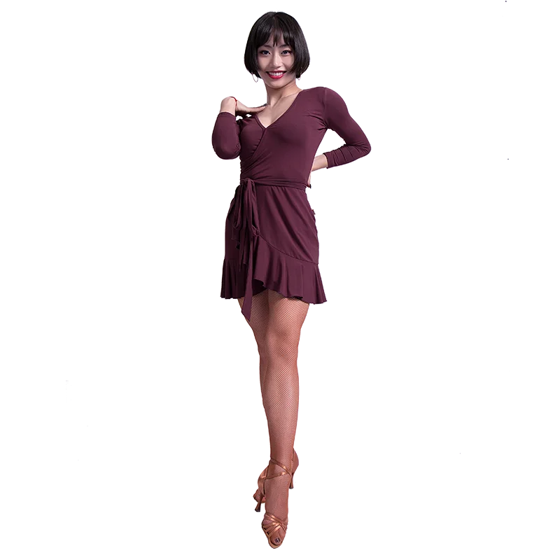 Ladies Latin Dance Dress Sexy V Collar Ballroom Dresses China Oriental Dancing Costumes Danse Salsa Short Women DL3319 | Тематическая