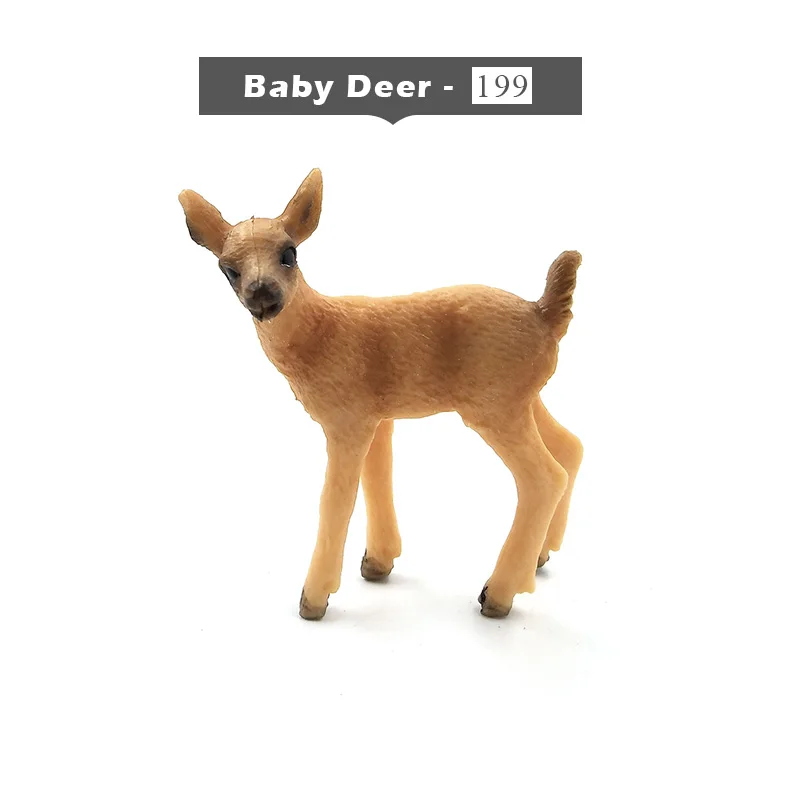 Baby Deer Имитация леса, дикая панда, слон, енот, кенгуру, альпака, олень, медведь, Ослик, Wildebeest, пластиковые животные, мини-фигурка, модель игрушки - Цвет: Baby Deer