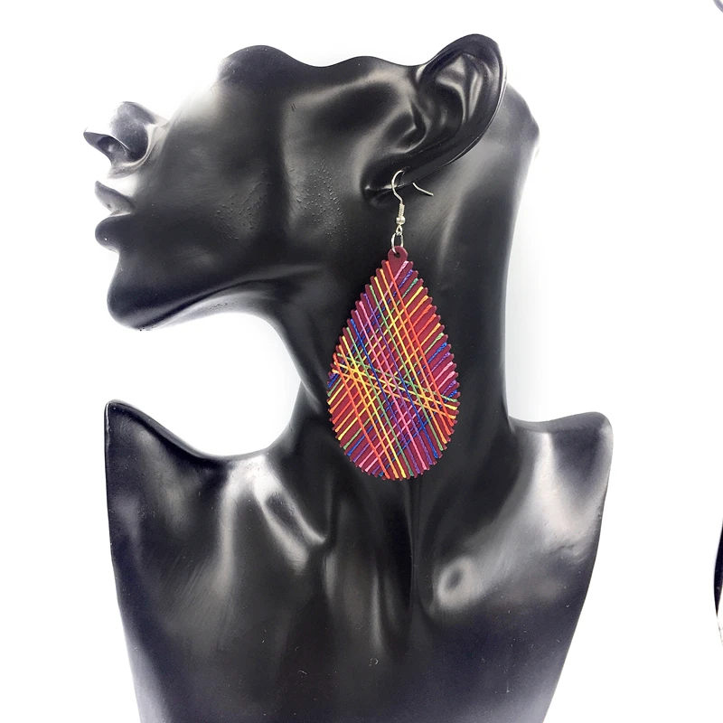 Heeda Vintage Wood String Earrings Female Kpop Big Name Water Drop Eardrop Fashion Simple Light Women Statement Jewelry 2018 | Украшения и