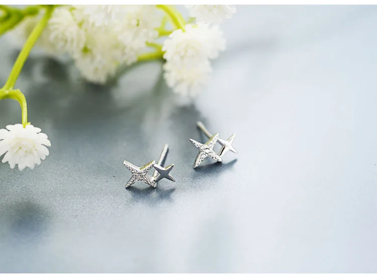 Серьги Four awn star full cz 100% Стерлинговое Серебро 925 пробы ювелирное изделие модный