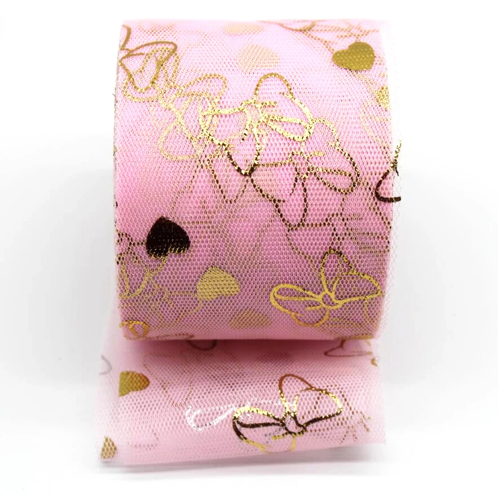 Вечерняя фатиновая юбка-пачка 6 см с золотистым бантом/сердечком 25 ярдов/сумка