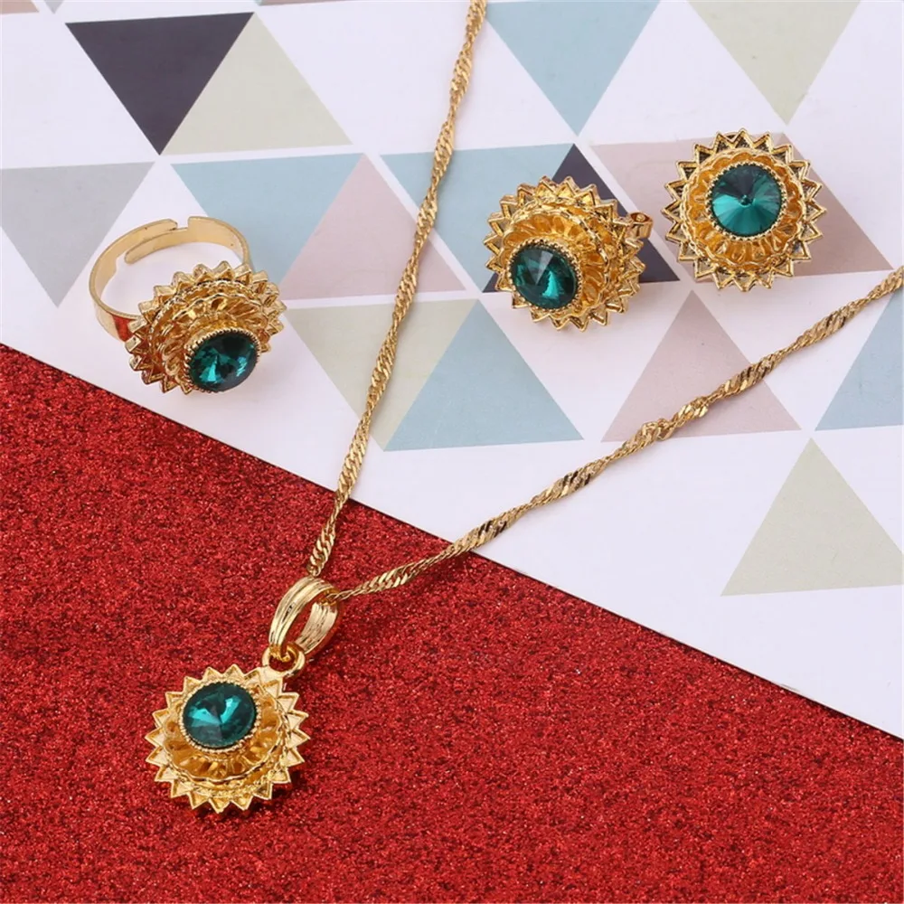 Комплект ювелирных изделий из эфиопского золота ожерелье с кристаллами серьги