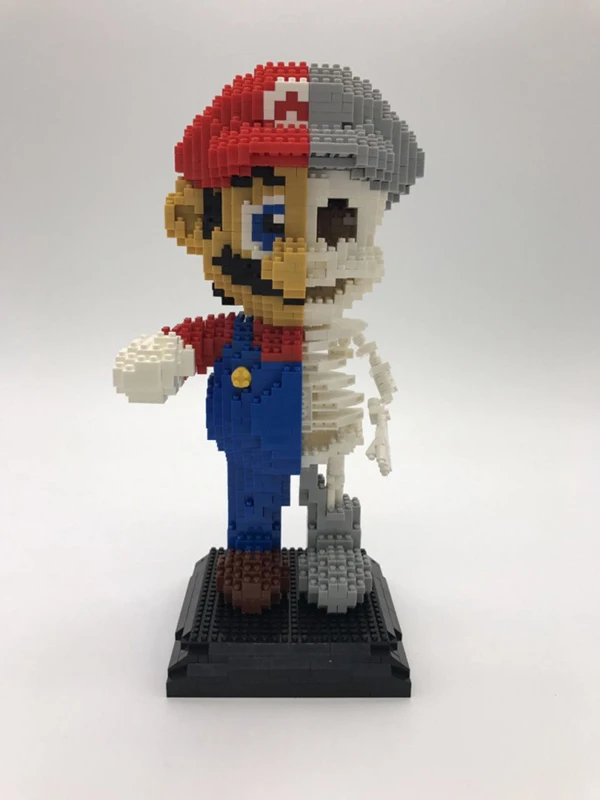 Game Super Mario Red Dissection Skeleton Figure 3D Model DIY Diamond Mini Building Nano Blocks Bricks Toy Gift Collection | Игрушки и