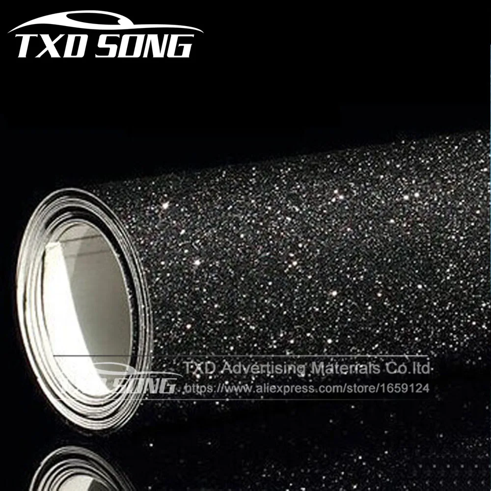 

10/20/30/40/50/60X152CM Per Lot Black glitter Vinyl sticker New Car Styling matte sanding Glitter Vinyl Film Body Wrap