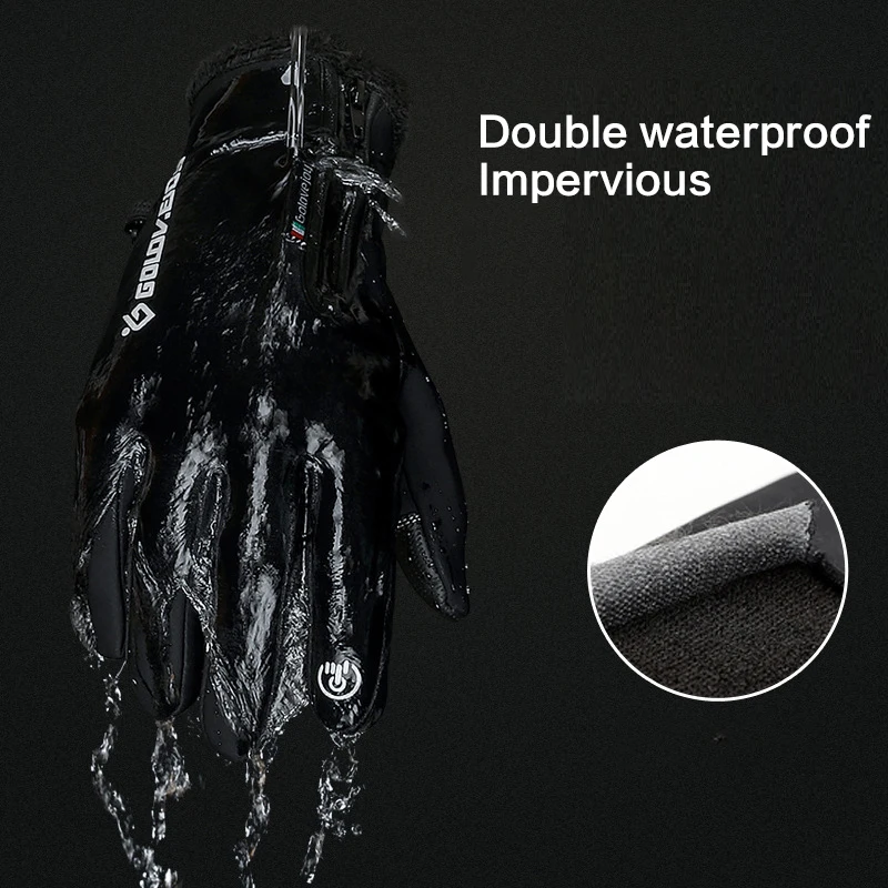 Наружные велосипедные перчатки безопасности Unisex с сенсорным экраном, ветрозащитные, утепленные, с застежкой-молнией, сохраняющие тепло, непромокаемые, спортивные.