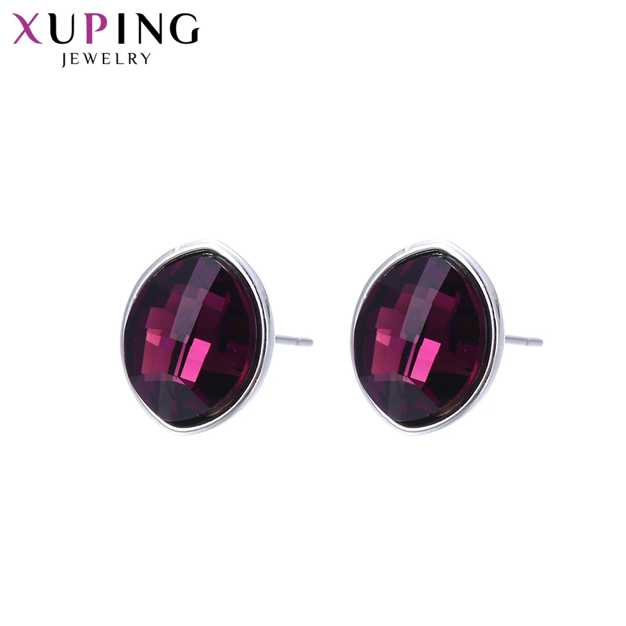 Xuping простые круглые серьги гвоздики с разноцветными кристаллами от Swarovski модные