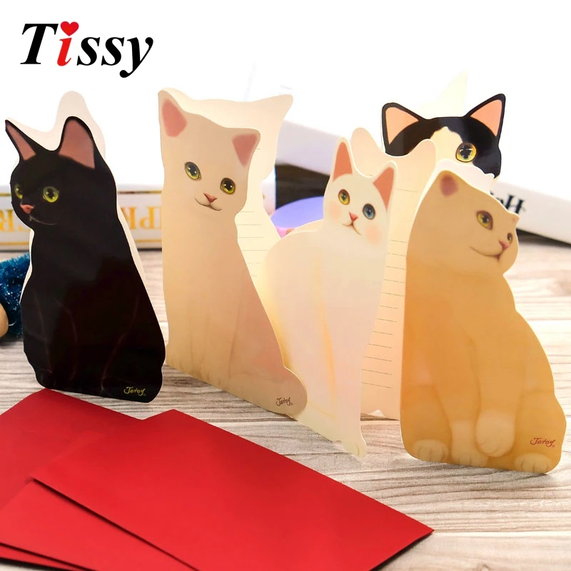 Высокое качество! 1 шт. Милая кошка складная открытка на день рождения