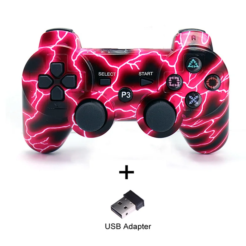 Lightning red Беспроводной пульт управления Bluetooth для PS3 геймпад для Dualshock 3 джойстик, управление для Playstation 3 двойная вибрация SIXAXIS консоль - Цвет: Lightning red