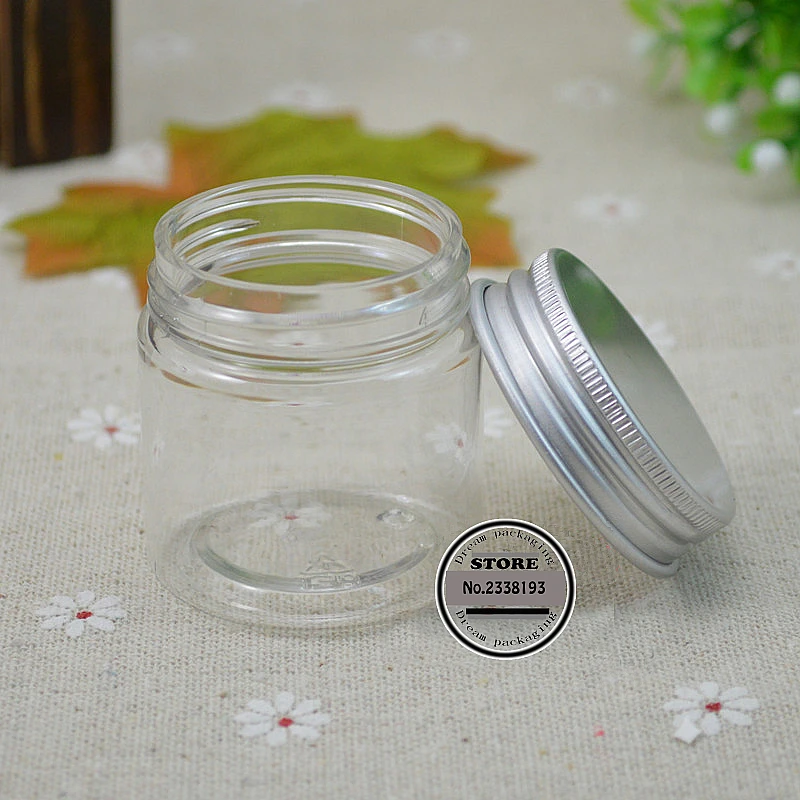 50x30 г Пустые Ясно ПЭТ пластиковый контейнер с алюминиевой крышкой Круглый