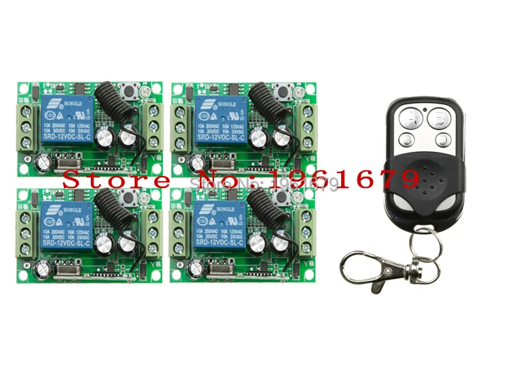 

DC 12V 10 A 1 Channel RF Wireless Remote Control 4 piece Receiver& 1 piece Transmitter Remote control distance 200 M