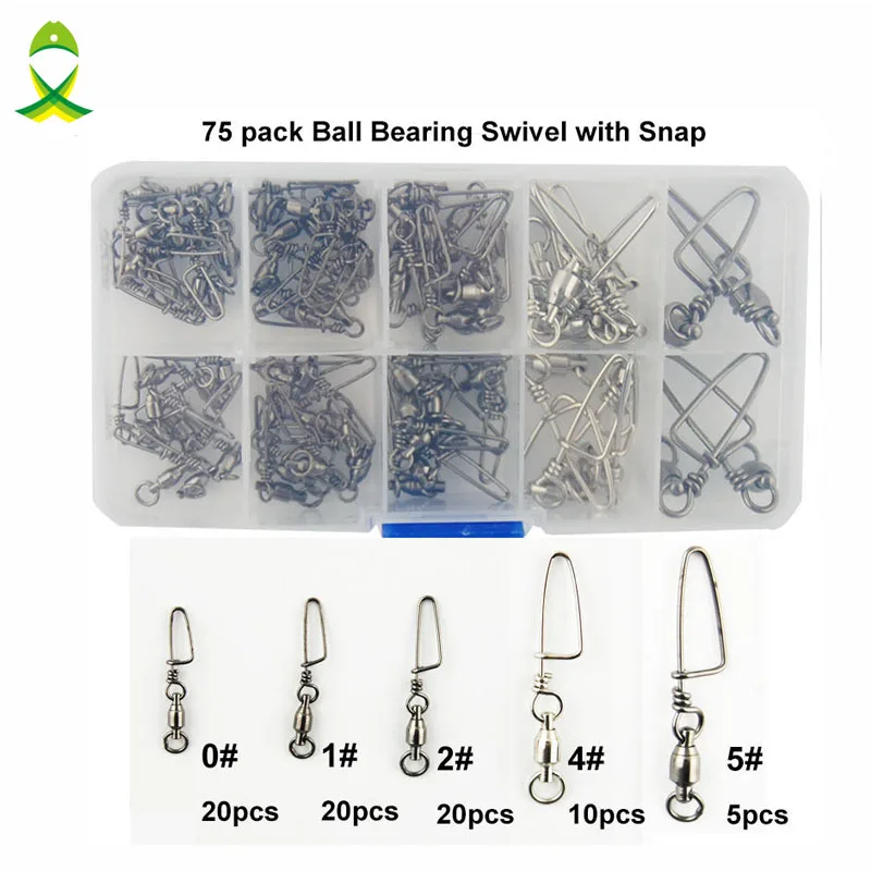 75 шт. рыболовные вертлюжки с подшипником вертлюгом | Спорт и развлечения