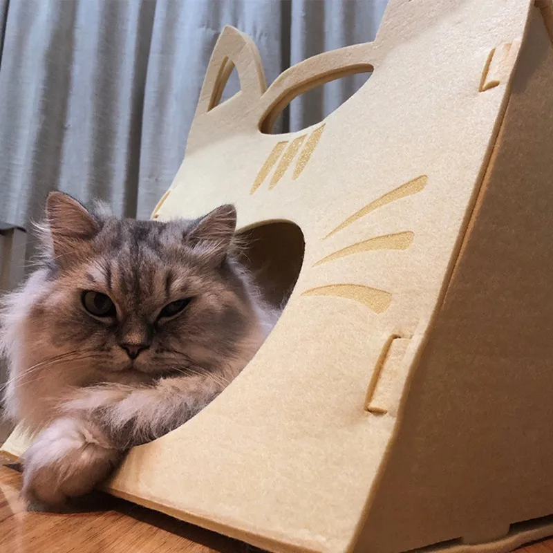 Корзина-Конура коврик-лежак кошачий ушной домик кошка гнездо кровать котенка четыре сезона доступны съемные моющиеся Pet войлочное гнездо для кошек