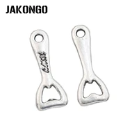 jakongo antique silver plated bottle opener charm pendant for jewelry accessories making bracelet findings 28x11mm 15pcslot