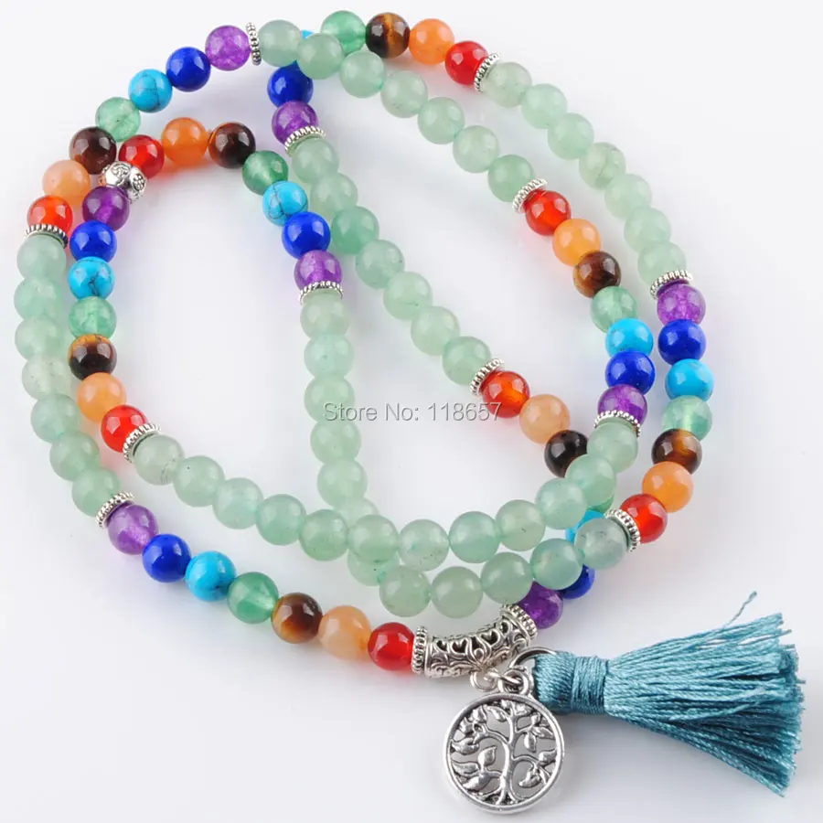 Рейки натуральный 7 Чакра многослойная Пандоре обаятельные браслеты для женщин