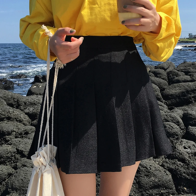 2017 новые модные трапециевидные однотонные простые плиссированные универсальные