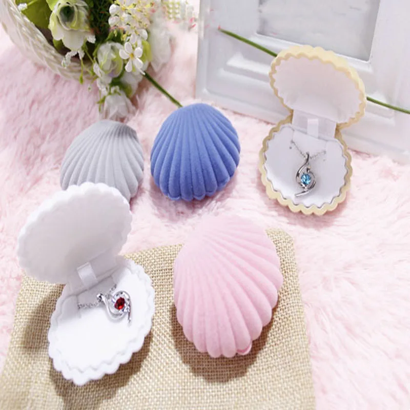 Конфетный цвет в форме ракушки прекрасный бархат Свадебная помолвка коробка для