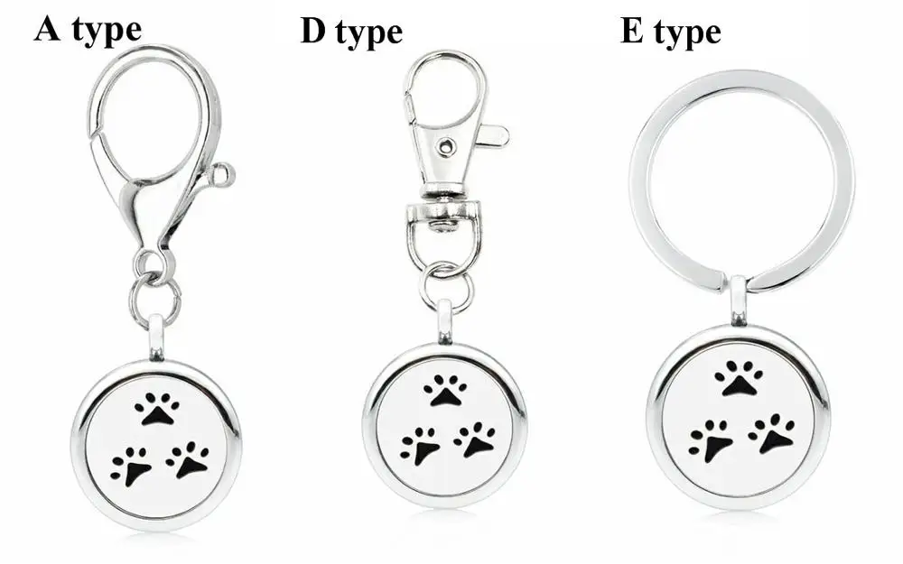 KM065 3 little paws Милые животные собака кошка Медведь лапа серебро эфирное масло диффузор брелок DIY шары герой 25 мм медальон с ароматом брелок подходит для домашних животных ошейник - Цвет: KM065 3 little paws