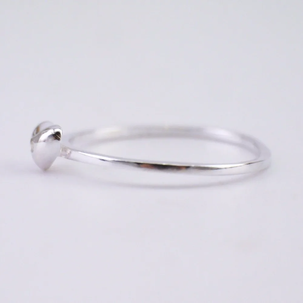 S92 твердое кольцо из стерлингового серебра с цирконием в форме сердца тонкое