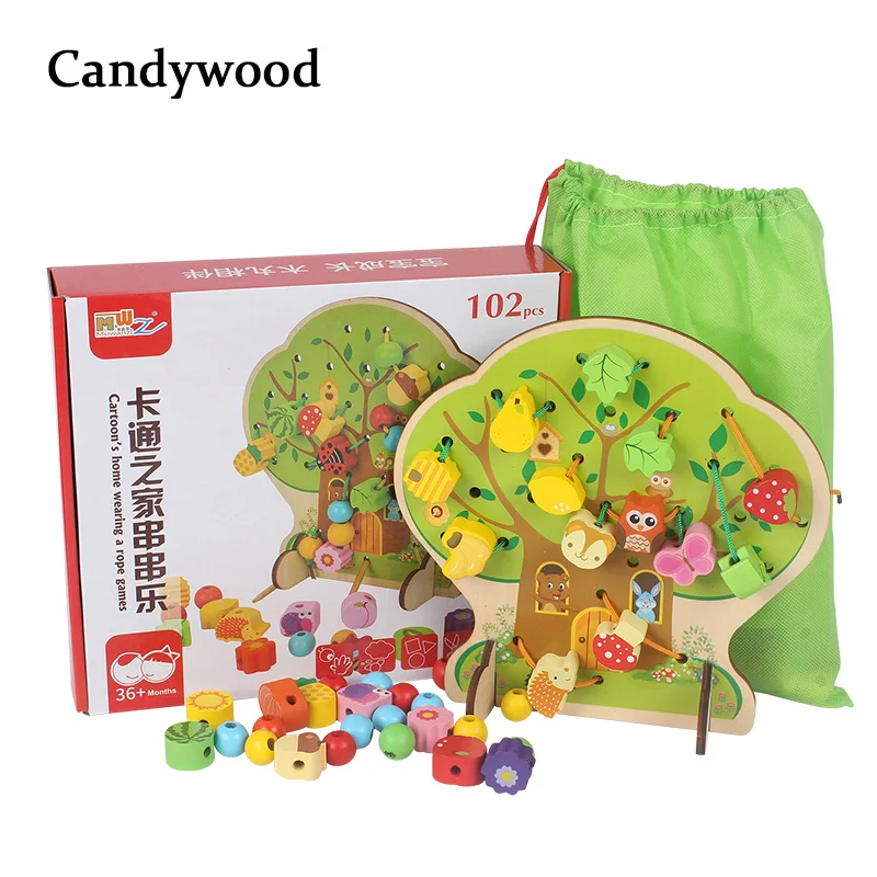 Яркие многофункциональные деревянные шарики Candywood Обучающие игрушки с фруктами