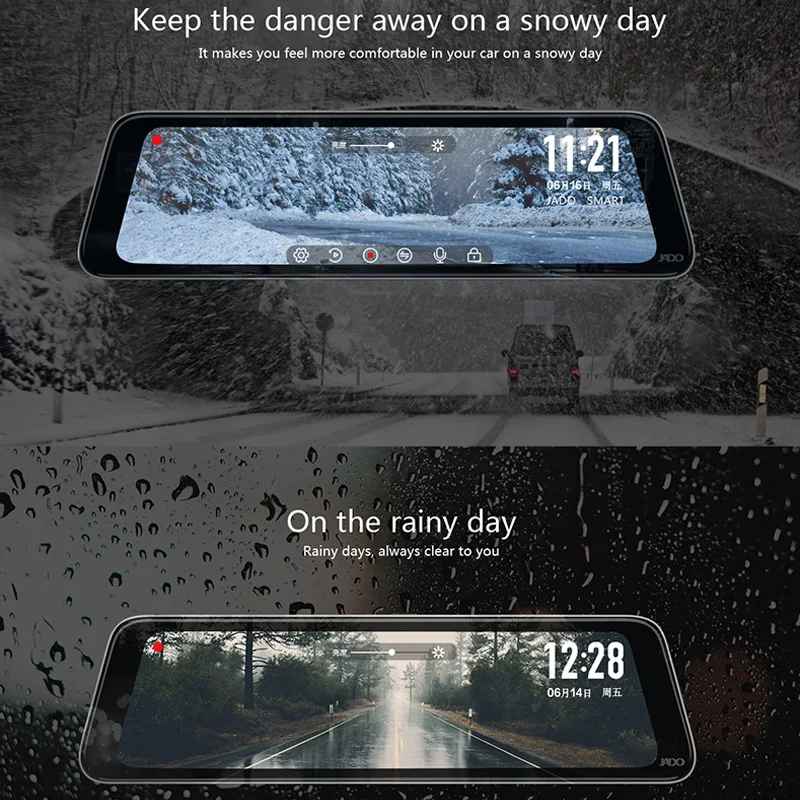 JADO A650 X1 потоковое зеркало заднего вида Dvr dash cam era avtoregistrator 10 ips сенсорный экран HD 1080P