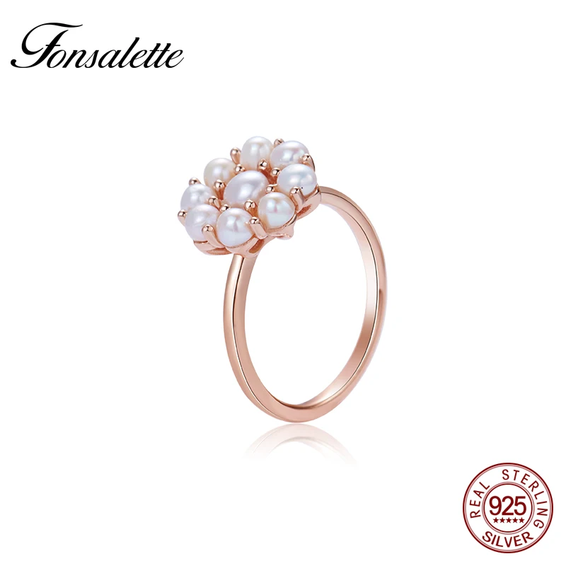 

Fonsalette New Gold Slim Stacking pearl Rings Freshwater Pearl Sunflower Rings for Women Dropshipping Wholesale Jewelry zk40