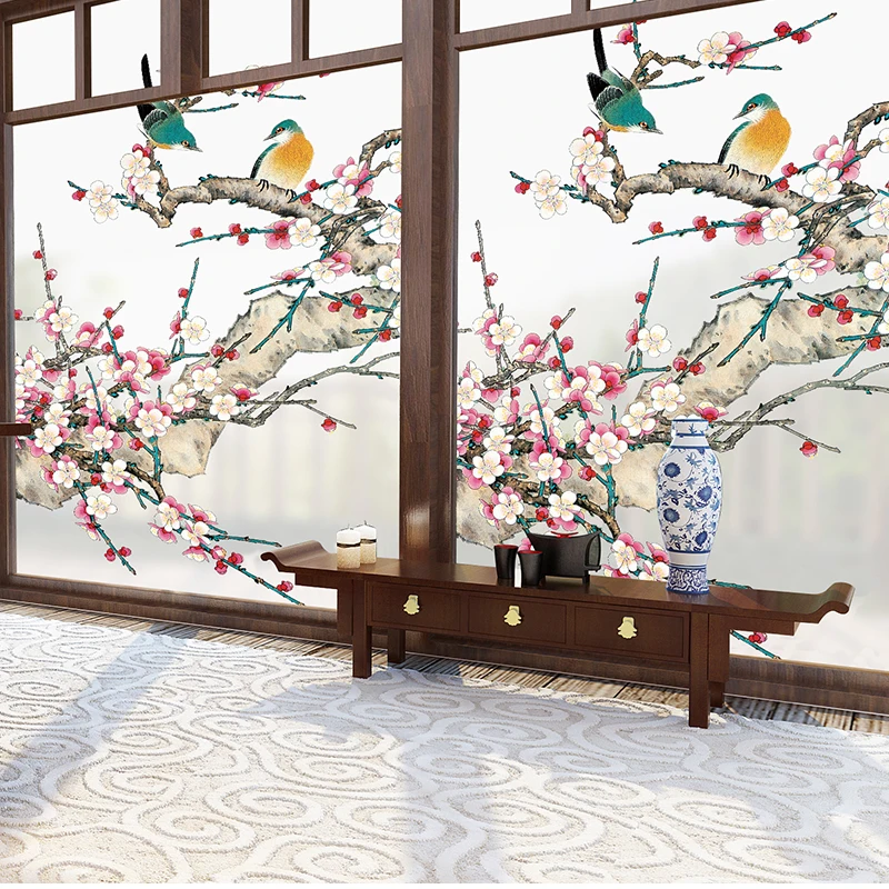 Китайская Электростатическая матовая стеклянная пленка для пола окна гостиной