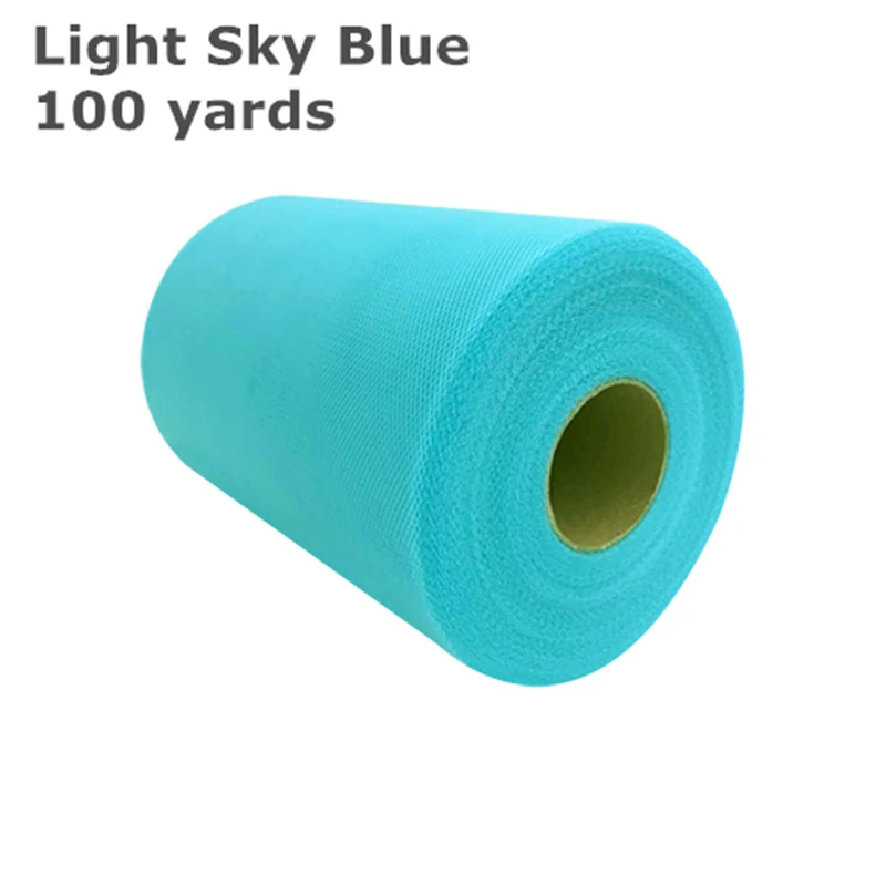 100Y Light Sky Blue Белая, розовая Тюлевая юбка-пачка в рулоне 15 см, 100 ярдов, сделай сам, Настольная юбка, украшение для дня рождения, свадьбы, вечеринки, тюль, органза, рулон, принадлежности - Цвет: 100Y Light Sky Blue