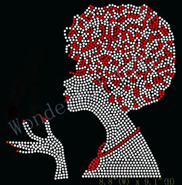 

Free shipping Clear hair Zeta Lady with hand Rhinestone Transfer Design Iron on