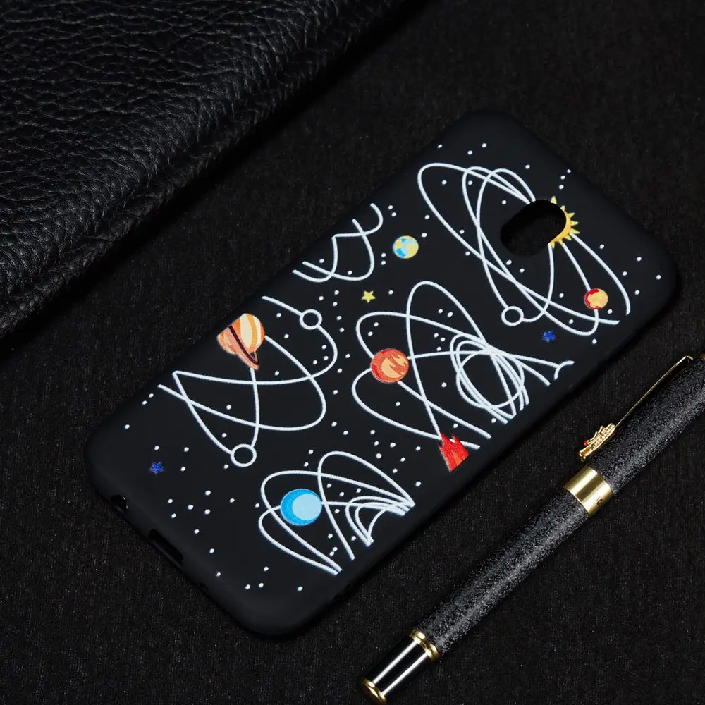 Starry sky Series Black Silicone Phone case For Samsung Galaxy J3 2017 J330 J5 J530 J7 J730 phone cover caso etui |