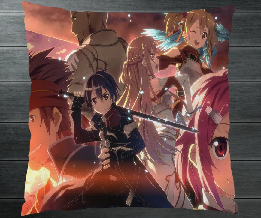 Аниме Роман Сан-меч искусство онлайн Kirito Yuuki Asuna двухсторонняя подушка чехол s