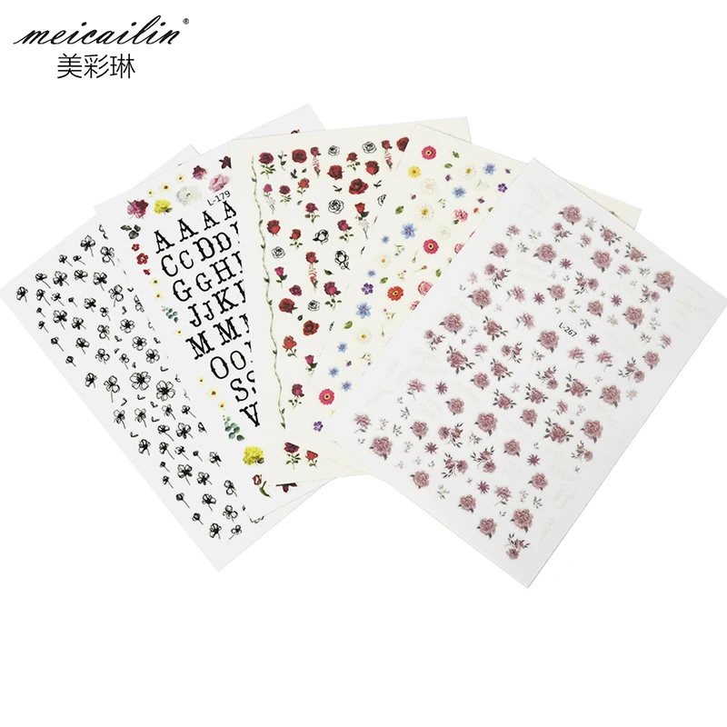 5 листов новые наклейки на День святого Валентина для дизайна ногтей розы