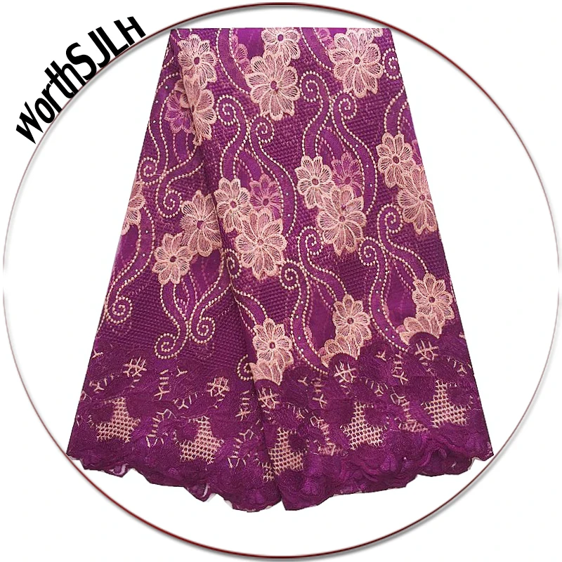 

New African Lace Fabric 2020 High Quality Lace Designs Teal Green Mesh Tulle Lace Fabric Swiss Lace Fabric With Stones