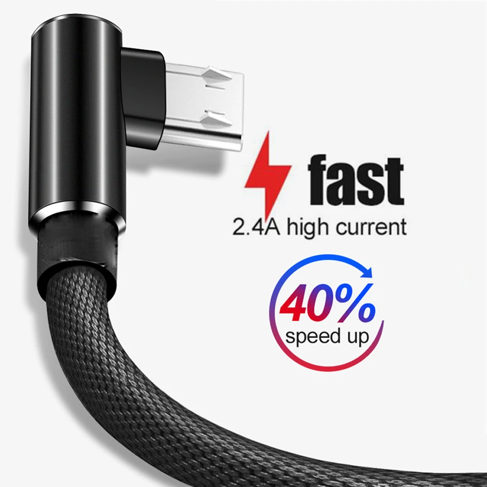 Кабель Micro USB Oppselve 90 градусов для быстрой зарядки и передачи данных|Кабели