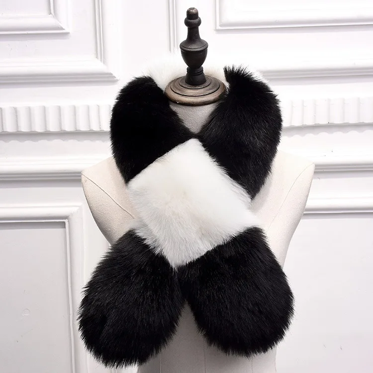 Winter Women Scarf Korean Version Warm Fox Fur Double Color Block Collar Cross For Ladies SN192 | Аксессуары для одежды