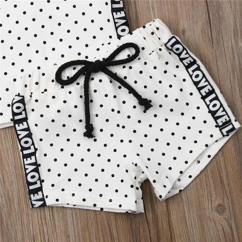 Комплект одежды для маленьких мальчиков и девочек летняя футболка в горошек с