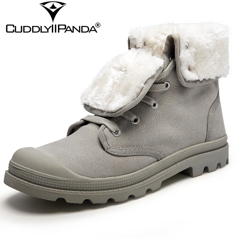 

CuddlyIIPanda размера плюс 35-44 женские зимние сапоги, парусиновые высокие зимние сапоги, теплые плюшевые ботильоны, модный дизайн, западные сапоги