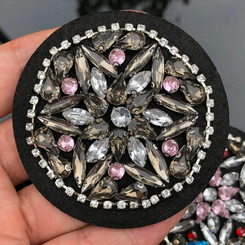 Круглые стеклянные нашивки с бусинами круглая аппликация для одежды наклейки