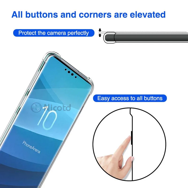 Чехол для samsung Galaxy S10 плюс S10 S10e nicotd из ТПУ, прозрачный, Мягкий задняя крышка чехол для samsung Galaxy M30 A50 A30 A10 M20 A8s