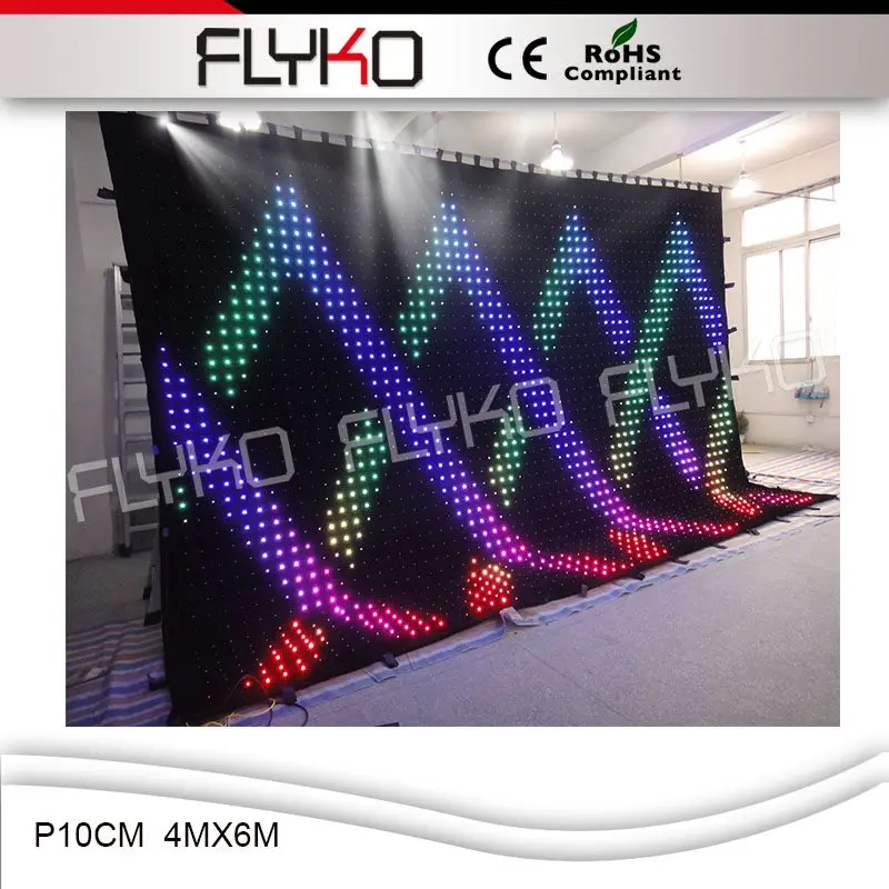 CE ROHS светодиодный сценический экран складной мягкий видео p10cm 4 м x 6 занавес|led