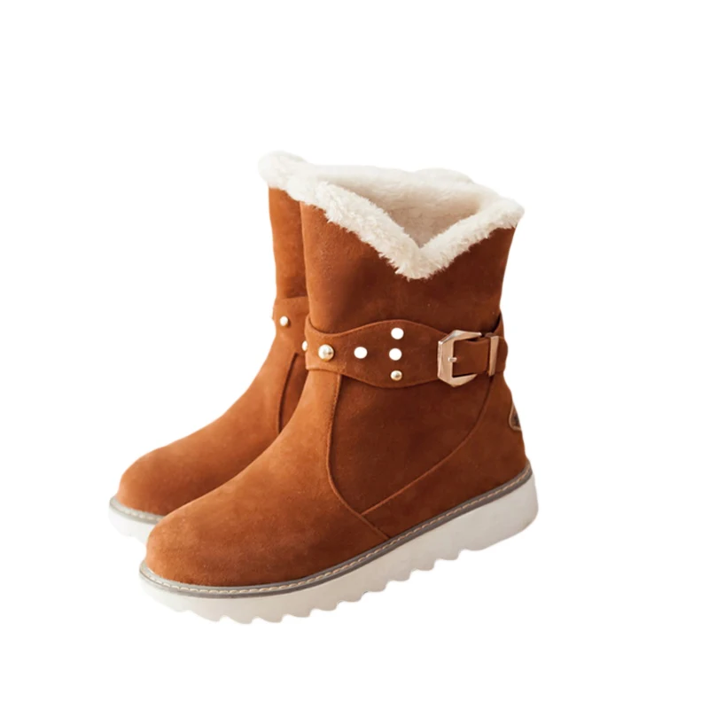 Теплые водонепроницаемые зимние ботинки на искусственном меху Женские модные