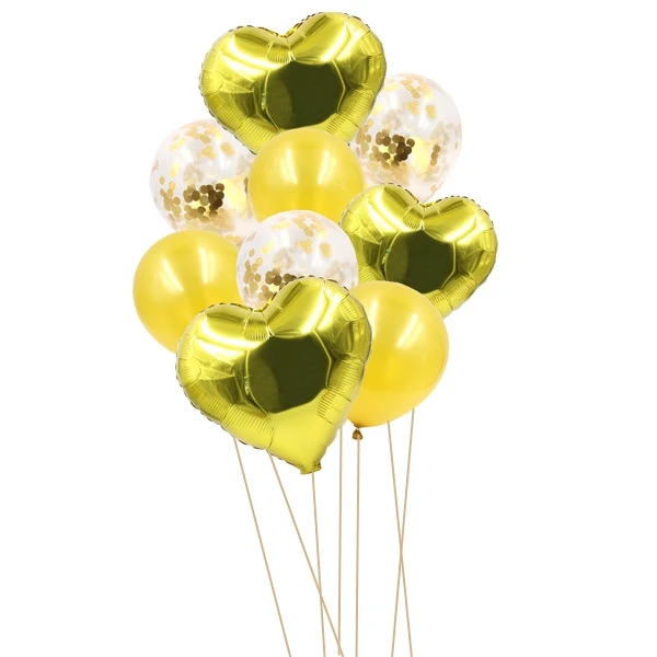 Gold Heart Confetti 9 шт., 12 дюймов и 18 дюймов, креативный, много воздушных шаров, гелиевый воздушный шар "Конфетти", украшение для свадьбы, праздника, дня рождения, вечеринок - Цвет: Gold Heart Confetti