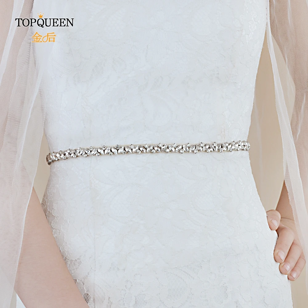 TOPQUEEN S404 свадебный пояс, стразы, серебряный бриллиант, свадебный пояс для свадебного платья, свадебные аксессуары для вечернего платья, ремень