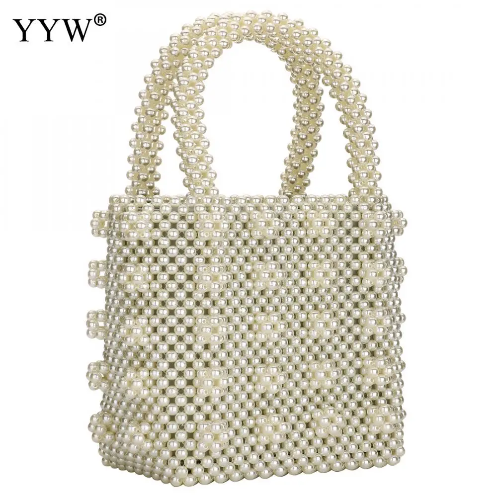 

Elegant Bead Handbags For Women Luxury Top Handle Hand Bags Mini Fashion Designer Open Totes Hand Bag Portable Ladies Bag 2018