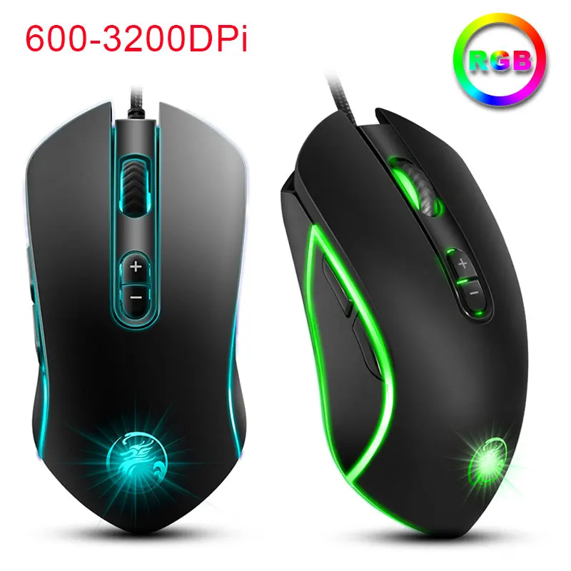 Модные A6 Проводная Мышь 7 Кнопка 3200 Точек на дюйм RGB красочные Подсветка