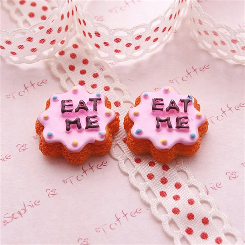 20 мм 10 шт. смолы каваи eat me печенье кабошон flatback для DIY телефон случае украшение
