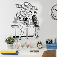 hollywood diner vinyl murals wall stickers art dining room decor removable wallpaper wall decal sofa background home decor lc612