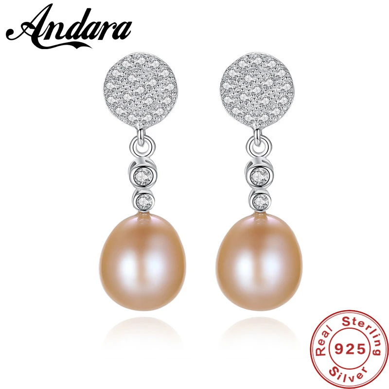 

Pearl Jewelry Stud Earrings 925 Sterling Silver Natural Pearl Zircon Long Earrings For Women Vintage Fashion Jewelry 2018 New