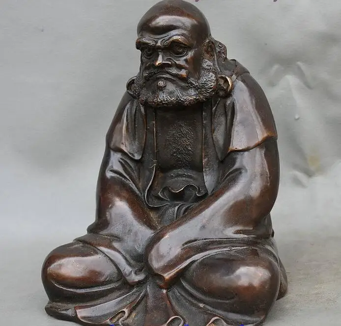 

China Buddhism Bronze Warrior Monks Arhat Damo Bodhidharma Dharma Buddha Statue