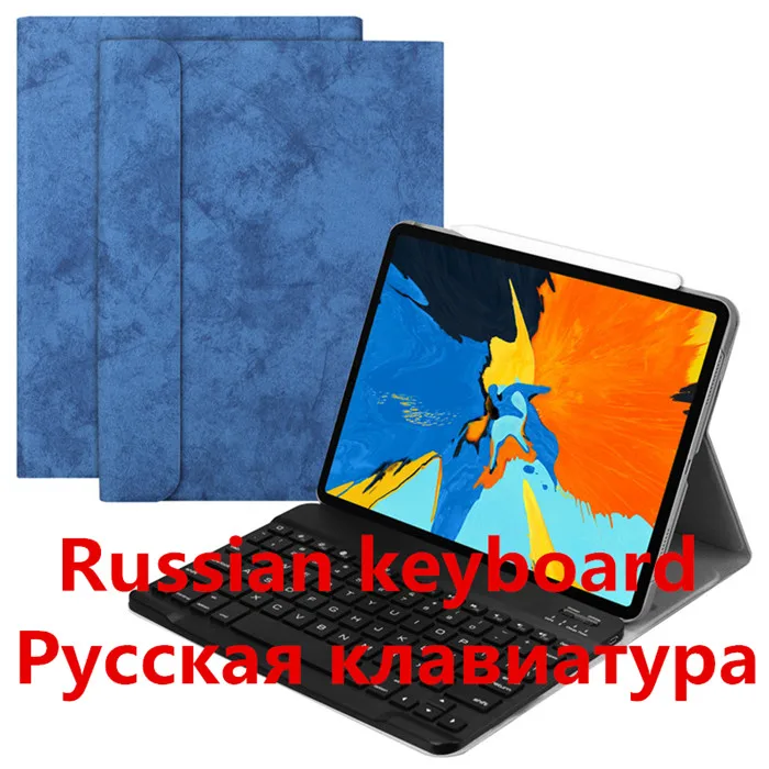 1101-blue-ru Для нового iPad Pro 11 Чехол W Беспроводная Bluetooth клавиатура умный кожаный защитный чехол для iPad Pro 11 дюймов планшет клавиатура - Цвет: 1101-blue-ru