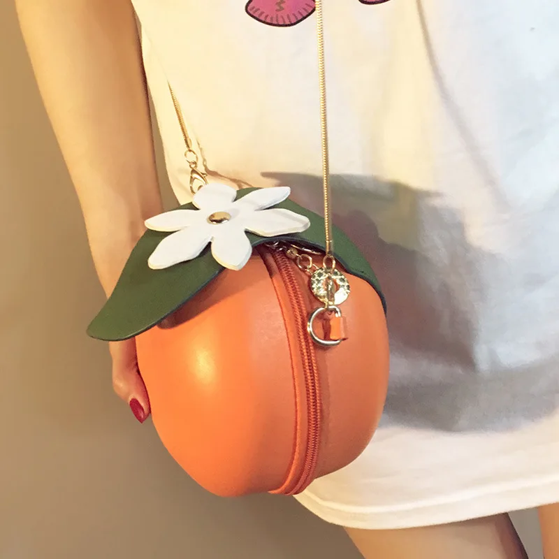 Сумка на плечо с оранжевой цепочкой Sac de filles Женская круглая сумка-мессенджер